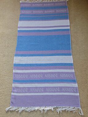 Armani Cotton Blend Scarf Shawl Towel Promotional Item Blue Lavender Beach